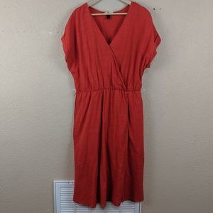 Cute Orange, Faux Wrap Dress - XL